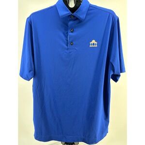 FootJoy Golf Polo Shirt Men's Medium Blue Performance Gold Logo FJ